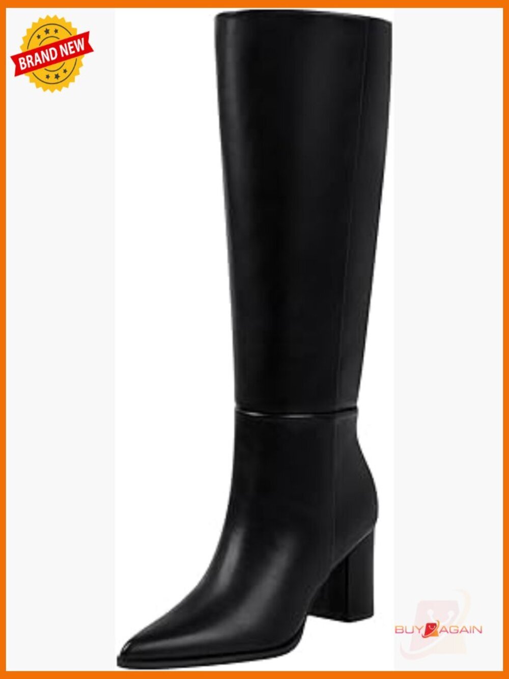 Women's Knee High Boots Pointed Toe Chunky Heel Wide Calf Office Fashion - Picture 1 of 7